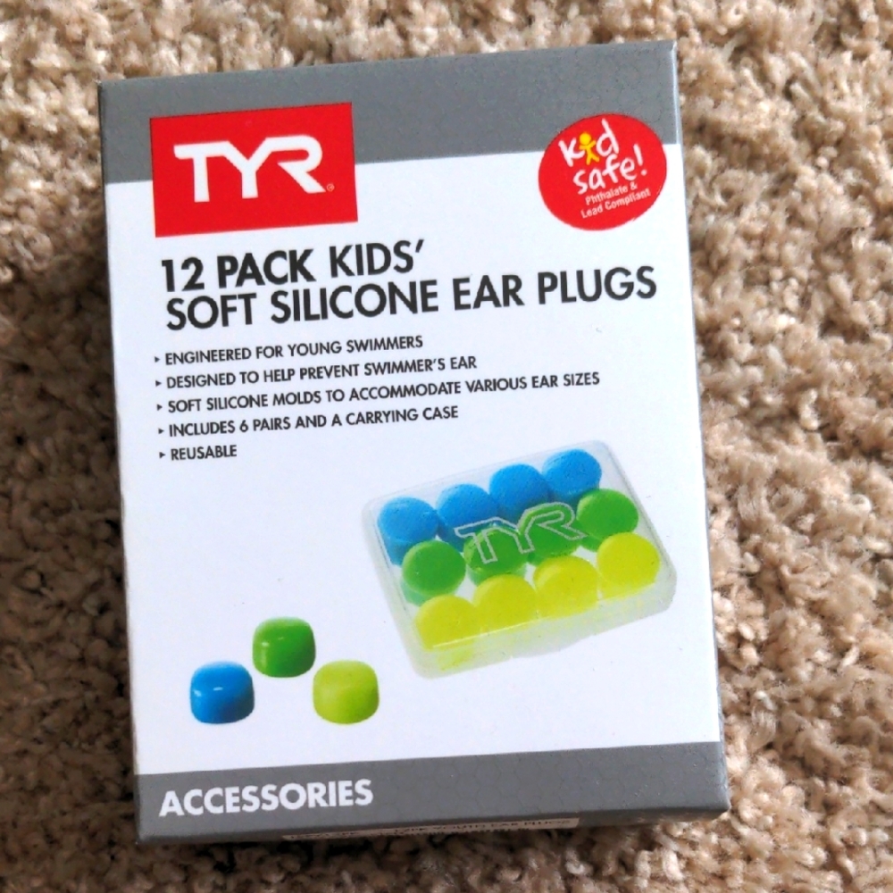 NEW TYR Kids' Soft Silicone Ear Plugs - 12 pack